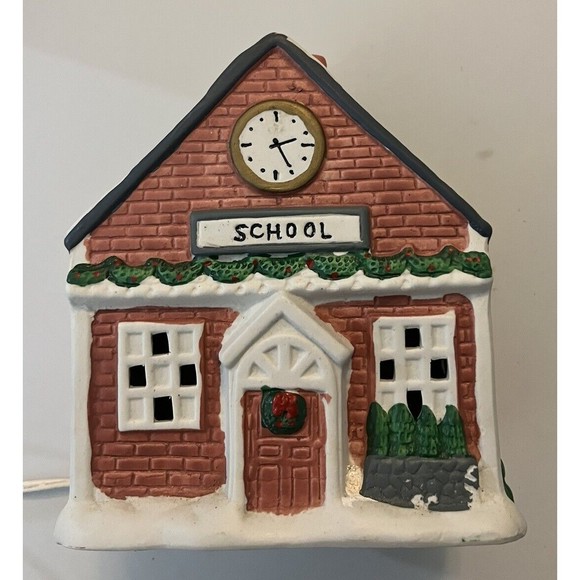 1995 Winter Valley Village School House Christmas Box Cord No Steeple Paint Chip - Picture 2 of 10